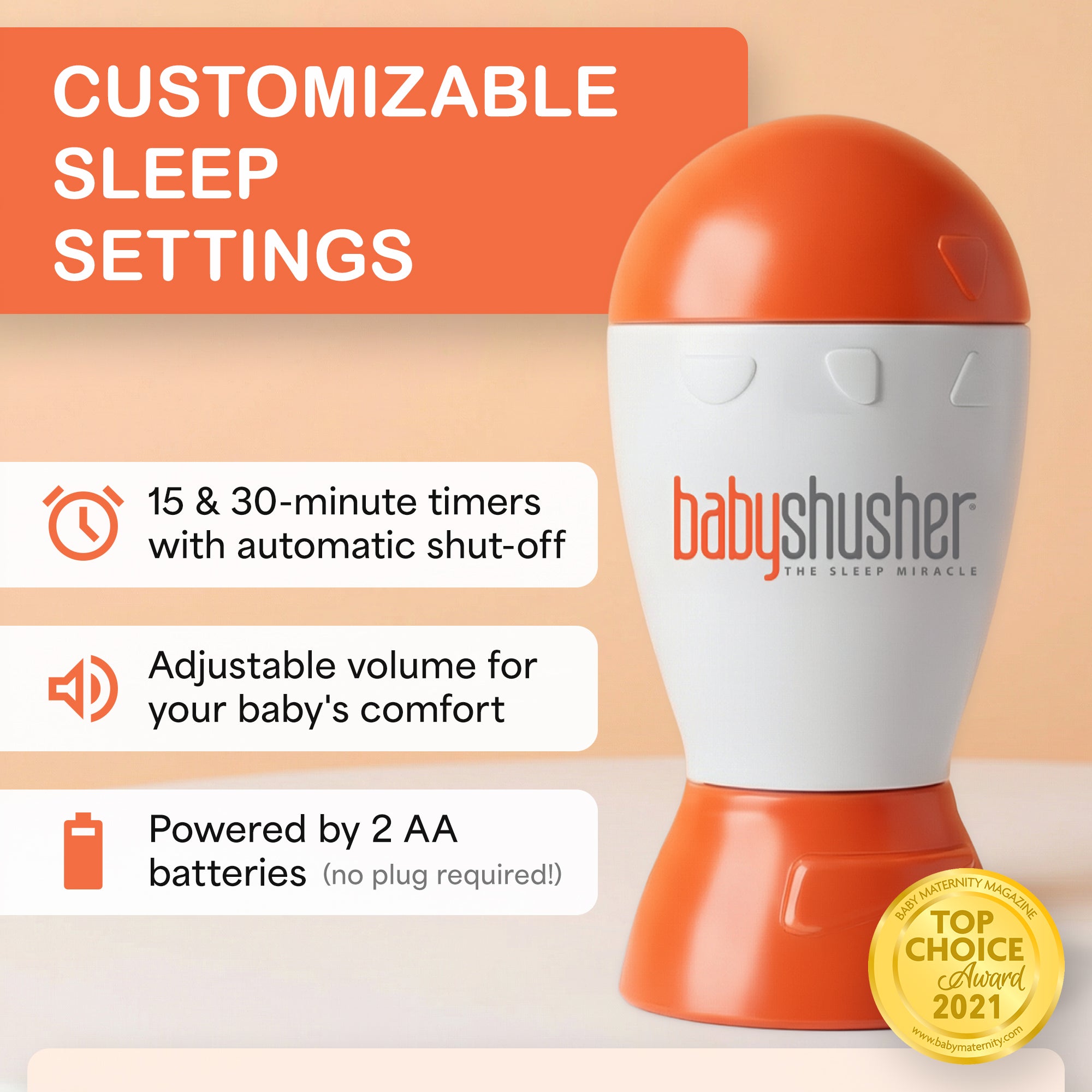 Baby Shusher Sound Machine – Real Human Shushing Sound for Newborn Sleep & Soothing